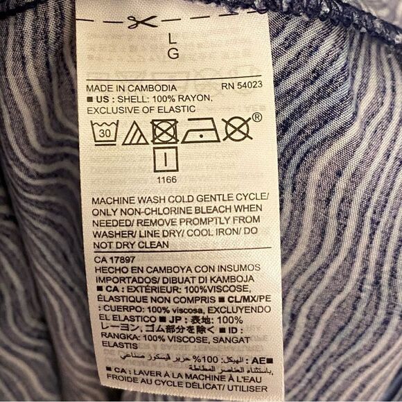 Old Navy blue wave Cami Midi slip Dress smocked back size L - Picture 10 of 12